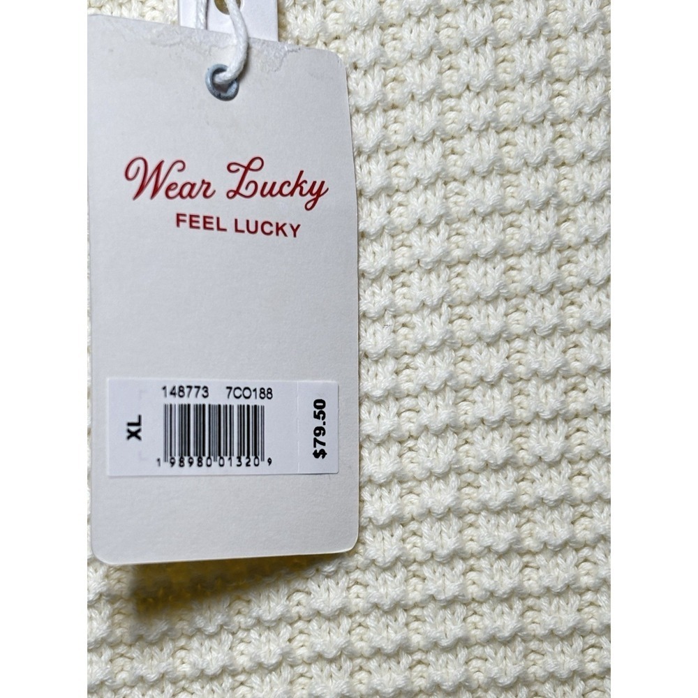 NWT Lucky Brand Women's Knit Sleeveless Sweater Pullover Size XL Cream Textured - Picture 2 of 7